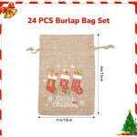 24pcs sac calendrier de l'aven, sachets en jute pour calendrier de l'avent  remplir, 10x15cm pochettes ...