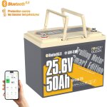Batterie lithium 24v50ah 1280wh lifepo4 power queen bluetooth 5. 0, protection  basse temprature, bms ...