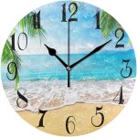 25 cm moderne palmiers pendule murale petit plage mer silencieuse bois horloge pour la cuisinechambrele ...