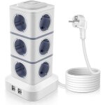 2500w tour multiprise �lectrique, tour multiprise parafoudre avec 12 prises et 4 ports usb, multiprise ...
