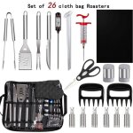 26pcs kit outils barbecue acier inoxydable avec sac rangement, set barbecue portable extrieur cadeau ...