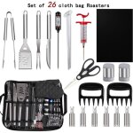 26pcs kit outils barbecue acier inoxydable avec sac rangement, set barbecue portable extrieur cadeau ...