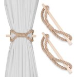 28cm lot de 2 embrasses de rideaux en corde de chanvre et de bois pour rideaux, d�coration de ferme, ...