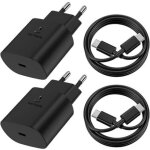 2pack 25w chargeur usb c avec 2 c�bles de 2m, charge rapide pour samsung galaxy s25 / s24 / s23 / s22 ...