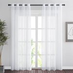 2pcs 140 x 220cm rideau voilage - double panneaux rideau en voile tulle avec oeillets draperies souple ...
