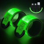 2pcs brassard lumineux led rechargeable via usb, brassard reflechissant led running