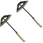 2pcs joues creuses pour jardinage, tout en acier tremp� houe creuse r�teau de d�sherbage tenu dans la ...