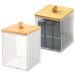 2pcs distributeur coton tige, rangement coton tige transparent, organisateur salle de bain rangement ...
