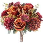 2pcs fausses fleurs bouquet de roses artificielles fleurs d'automne artificielles chrysanthme d'automne ...
