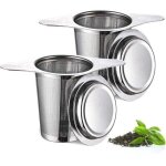 2pcs filtre a the avec poign�es & couvercle, infuseur � th�, filtre the pour tasse, passoire � th�, th� ...
