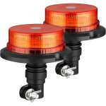 2pcs gyrophare led rotatif orange 10v - 30v flash beacon flexible din pole 12 led 3 modes d'eclairage ...