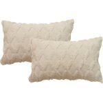 2pcs de housses de coussin rectangulaire 30cm x 50cm en peluche style scandinave couleur unie - beige ...