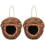 2pcs nid tiss en paille sac de nidification nid pour cage nichoirs  suspendre maisons herbe nid pour ...