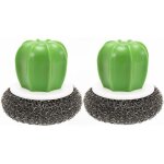 2pcs pinceaux de cuisine en forme de cactus cratifs, cactus pot fil ponge boule plat brosse de lavage ...