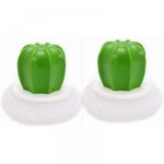 2pcs pinceaux de cuisine en forme de cactus cr�atifs, cactus pot fil �ponge boule plat brosse de lavage ...