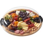 2pcs planches � charcuterie, plateau alimentaire en bois, planche de service ronde portable avec couvercle ...