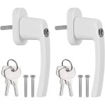 2pcs poign�es de fen�tre verrouillable � cl� en aluminium blanc poign�e de porte de balcon windows avec ...