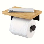2pcs porte - papier toilette en bois avec �tag�re - montage mural autocollant, installation sans forage, ...