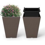 2pcs pot de fleur exterieur carrés, cache pot plante interieur en plastique auto - arrosant avec trous ... 2pcs pot de fleur exterieur carrés, cache pot plante interieur en plastique auto - arrosant avec trous ...