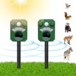 2pcs rpulsif chat ultrason, repulsif chat chien exterieur, rpulsif charge solaire tanche pour animaux ...