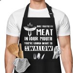 2pcs tablier cuisine homme personnalis noir, rglable tablier personnalis humour drole rigolo barbecue ...