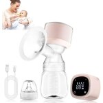 2pcs tire - lait main libre, 4 modes 15 niveaux, tire lait sans fil avec 180ml biberon & ecran led, allaitemen ...
