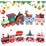 2pcs train de no�l en bois, d�coration de noel, mini train en bois, no�l train d�coration, d�coration ...