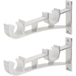 2pcs tringle � rideau supports en alliage d'aluminium double support porte - tringle � rideaux (blanc) ...