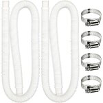 2pcs tuyau de rechange 1. 5m pour piscine hors sol avec 4 colliers de serrage en m�tal - tuyau de remplacement ...