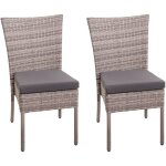 [jamais utilis] 2x chaise en poly rotin hhg - 949, chaise de balcon chaise de jardin, empilable, gris, ...