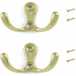 2x crochet double en m�tal finition dor�e laiton vieilli avec vis mural cuisine salle de bain porte manteau ...