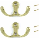 2x crochet double en m�tal finition dor�e laiton vieilli avec vis mural cuisine salle de bain porte manteau ...