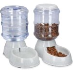 2x distributeur croquettes et eau - accessoire pour chat et chien - 2x gamelle automatique nourriture ...
