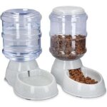 2x distributeur croquettes et eau - accessoire pour chat et chien - 2x gamelle automatique nourriture ...