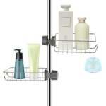 2x �tag�re douche sans percage inox, �tag�re salle de bain t�lescopique inoxydable, tablette support ...