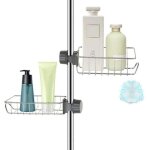 2x �tag�re douche sans percage inox, �tag�re salle de bain t�lescopique inoxydable, tablette support ...