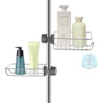 2x tagre douche sans percage inox, tagre salle de bain tlescopique inoxydable, tablette support ...