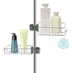 2x �tag�re douche sans percage inox, �tag�re salle de bain t�lescopique inoxydable, tablette support ...