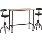 2x tabourets de bar avec dossier repose - pieds rglable en hauteur avec table design industriel en mtal ...
