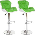 Hhg - jamais utilis] 2x tabouret de bar hamilton, chaise de comptoir, bois, similicuir, rotatif, vert ...