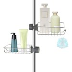 2x tagre douche sans percage inox, tagre salle de bain tlescopique inoxydable, tablette support douche, ...