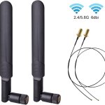 2x8dbi 2. 4 / 5 / 5. 8ghz double bande wifi rp - sma antenne + 2xu. fl / ipex vers rp sma femelle pigtail ...