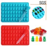 2xmoule � bonbons au fruits 50 cavit� ours g�teau chocolat bonbons moule en silicone, rouge + blue