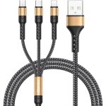 3 en 1 c�ble universel [1. 3m] multi usb c�ble de chargement en nylon avec micro usb type c lightning ...