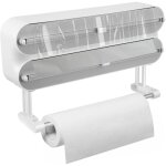 A 3 en 1 distributeur papier aluminium et film, devidoir mural essuie tout pour cuisine, drouleur film ...