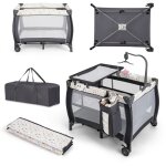 3 en 1 lit parapluie b�b� avec matelas & table � langer lit b�b� evolutif avec bo�te � musique & 3 jouets ...