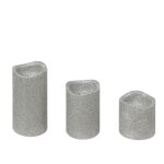 Paris prix - lot de 3 bougies led paillettes 10cm argent