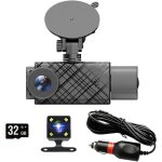 3 cam�ras voiture dvr avant arri�re et int�rieur, cam�ra de tableau de bord 2 pouces 1080p 3 lentilles ...