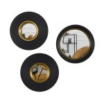 Paris prix - lot de 3 miroirs d�co ronds 'oko' 25cm noir