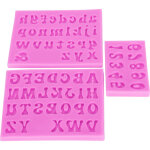3 moules en silicone alphanum�riques (majuscules et minuscules) pour la cr�ation de g�teaux, p�te � modeler ...